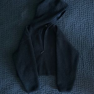 Uniqlo Women's Half Zip Windproof Outer Fleece Hoodie - Black | Medium